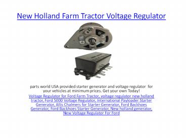 Ford Backhoes Starter Generator