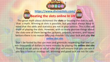Beating the slots online In UK
