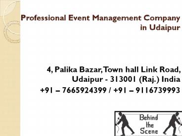 Professional Event Management Company in Udaipur