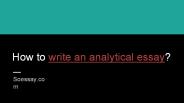 How to write an analytical essay