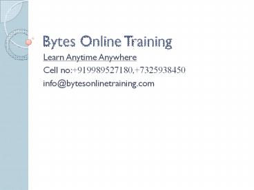 SAP HANA Online Training[New]|Bytes Online Training