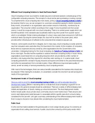 Different Cloud Computing Solutions to Meet the Diverse Needs!