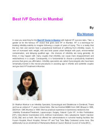 Best IVF Doctor in Mumbai