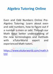 Algebra Tutoring Online
