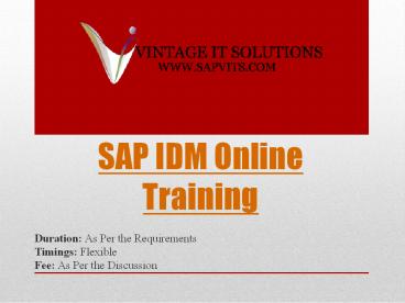 SAP IDM Online Training | SAP Identity Management PPT