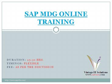SAP MDG Online Training | SAP MDG Course Content PPT