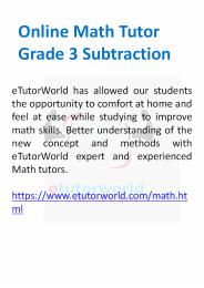 Online Math Tutor Grade 3 Subtraction