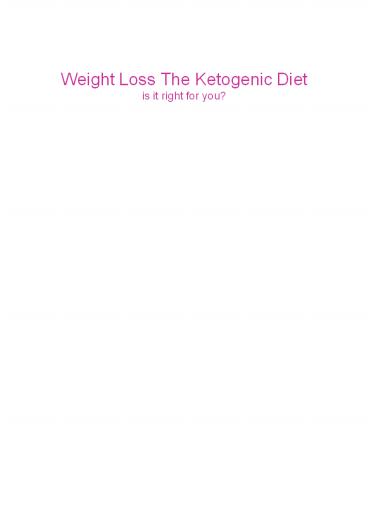 Information on the Ketogenic diet (1)