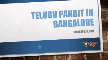 Telugu Pandit In Bangalore - Smartpuja.com