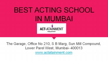 Film Acting Courses in Mumbai
