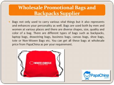 Buy Wholesale Promotional Bags and Backpacks