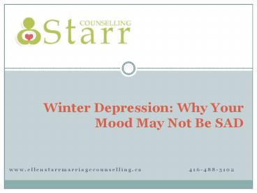 Winter Depression: Why Your Mood May Not Be SAD