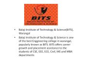 Balaji Institute of Technology & Science(BITS), Warangal