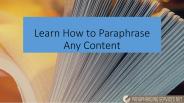Learn How to Paraphrase Any Content