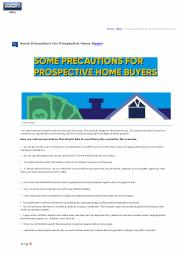 Some Precautions For Prospective Home Buyers