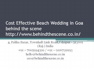 Cost Effective Beach Wedding in Goa behind the scene