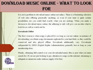 Download Music Online - What To Look For