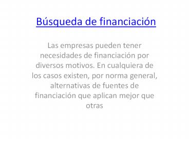 Búsqueda de financiación