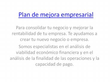 Plan de mejora empresarial