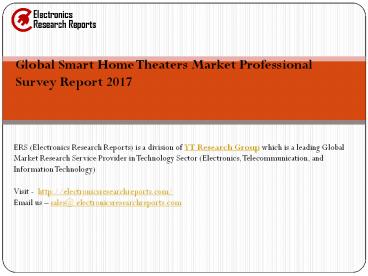 Global Smart Home Theaters Market Professional Survey Report 2017