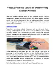 Virtuous Payments-Canada’s Fastest Growing Payment Provider