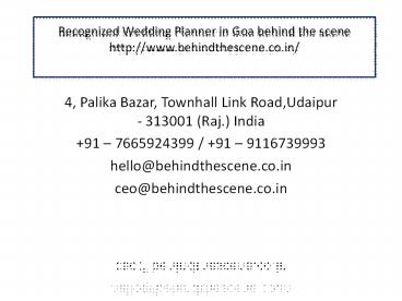 Recognized Wedding Planner in Goa behind the scene