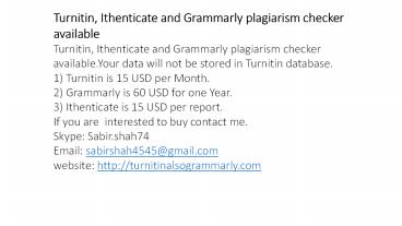 Turnitin, Ithenticate and Grammarly plagiarism checker available