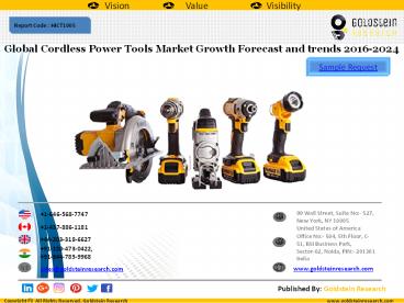 Global Cordless Power Tools Market Growth Forecast and trends 2016-2024