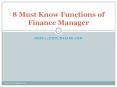 8 must know functions of finance manager   distacne mba in finance - mitsde PowerPoint PPT Presentation