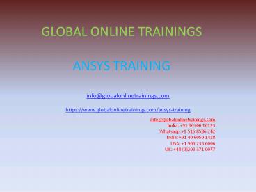 ANSYS TRAINING | ANSYS Online Training - Global Online Trainings