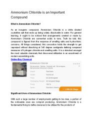 Ammonium Chloride is an Important Compound
