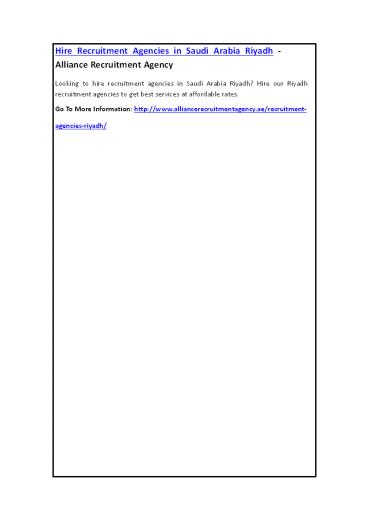 Hire Recruitment Agencies in Saudi Arabia Riyadh - Alliance Recruitment Agency