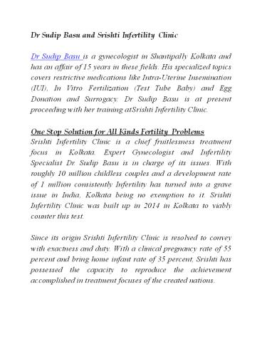 Dr Sudip Basu and Srishti Infertility Clinic
