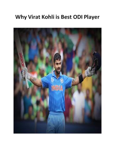 Why Virat Kohli is Best ODI Player