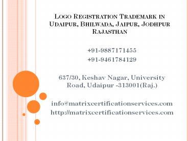 Logo Registration Trademark in Udaipur, Bhilwada, Jaipur, Jodhpur Rajasthan