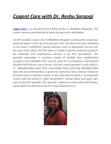 Cogent Care with Dr. Reshu Saraogi