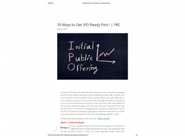 10 Ways to Get IPO Ready Part-I | YRC