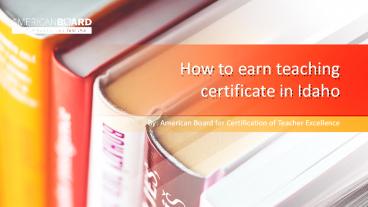 Online teacher certification in Idaho