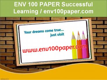 ENV 100 PAPER Successful Learning / env100paper.com
