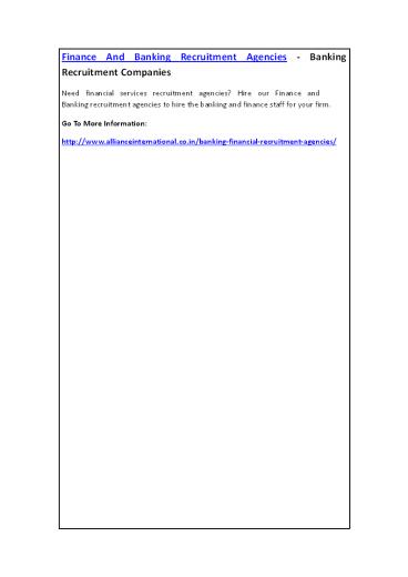 Finance And Banking Recruitment Agencies - Banking Recruitment Companies