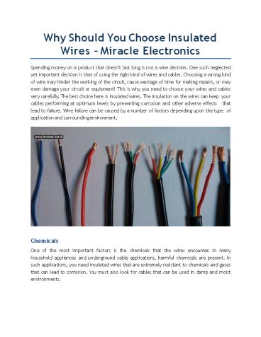 Why Should You Choose Insulated Wires