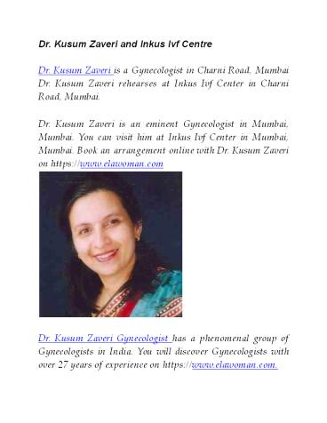 Dr. Kusum Zaveri and Inkus Ivf Centre