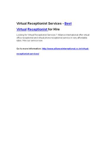 Virtual Receptionist Services - Best Virtual Receptionist for Hire
