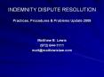 Matt Lewis Law Dallas Texas - Indemnity Dispute Resolution July 2009 PowerPoint PPT Presentation
