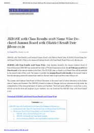 JKBOSE 10th Exam Result 2018 Procedure
