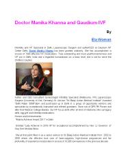 Doctor Manika Khanna and Gaudium IVF
