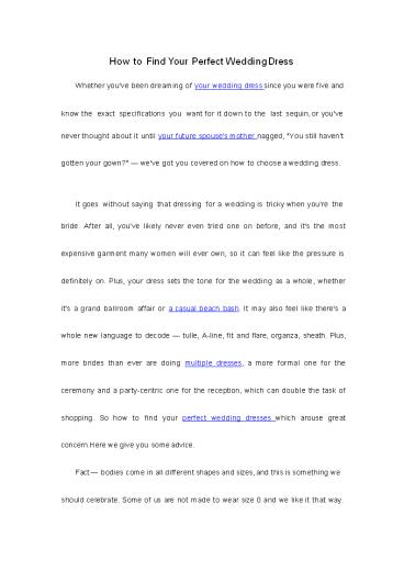 How to Find Your Perfect Wedding Dress