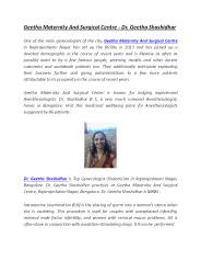 Geetha Maternity And Surgical Centre - Dr. Geetha Shashidhar