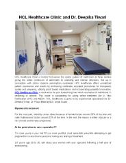 HCL Healthcare Clinic and Dr. Deepika Tiwari