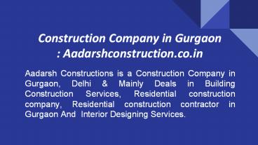 Construction Company in Gurgaon